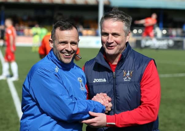 Dungannon Swifts manager Rodney McAree and Ards manager Colin Nixon