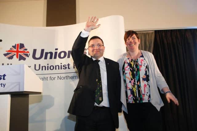 Ulster Unionist Party leader Robin Swann with his wife Jenny