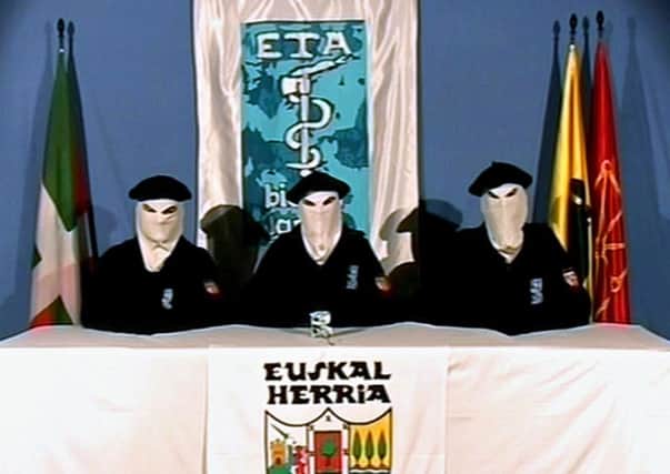 An image of members of Basque terror group ETA released after the group called a ceasefire in 2011 and called on Spain and France to open talks. (AP Photo/Basque Television.)