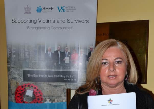 Consuelo OrdÃ³Ã±ez, whose brother was a politician shot dead by ETA, and who is president of the terrorism victims group COVITE. She is pictured here after speaking at a victims conference in Fermanagh in 2016.
