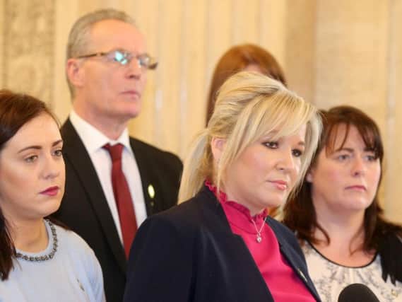 Michelle O'Neill and the Sinn Fein team at Stormont today