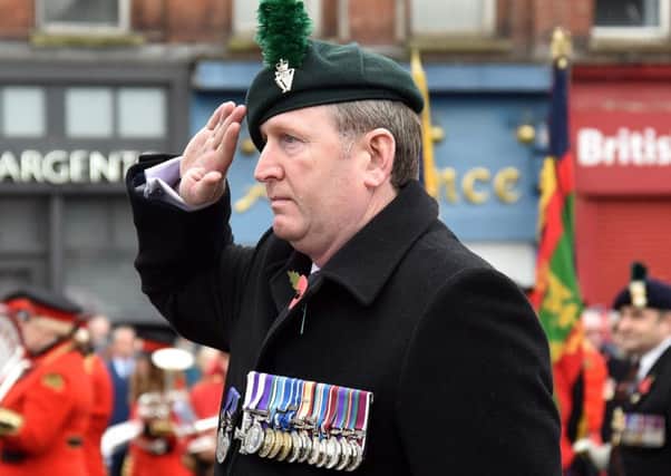 UUP MLA Doug Beattie pictured on Remembrance Sunday in Portadown. INPT46-223.  Photo by TONY HENDRON.