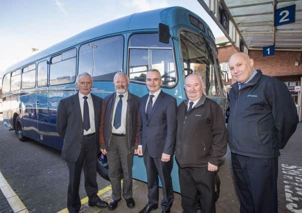 Pat Moss, Bus Operations, Frank Clegg, General Manager, Bus Services; Trevor Dixon, long service Ulsterbus driver and former Chief Driving Instructor and Raymond Bell, long service Ulsterbus driver