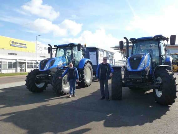 Phil and Peter pictured before setting off on their 5000 mile, 51 day Coastline Tractor Challenge