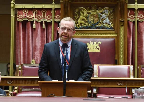 Ken Funston, whose brother was murdered by the IRA on the isolated family farm on the border in Fermanagh, speaks at  a memorial day to the victims of terrorism in the Senate Chamber in Parliament Buildings on March 3 2017. 
Photo: Colm Lenaghan/Pacemaker Press