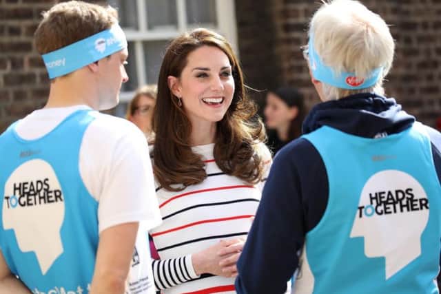 The Duchess of Cambridge hosts runners from Team Heads Together at Kensington Palace in London