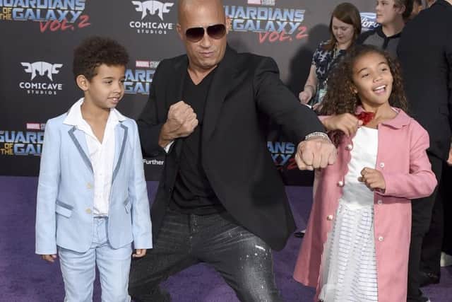 Vin Diesel and his children at the launch of the Guardians Of The Galaxy Vol. 2