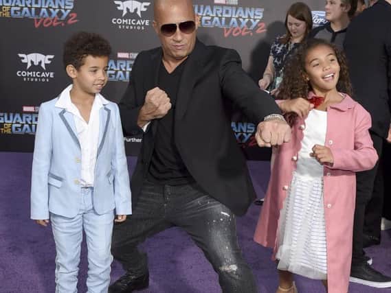 Vin Diesel and his children at the launch of the Guardians Of The Galaxy Vol. 2