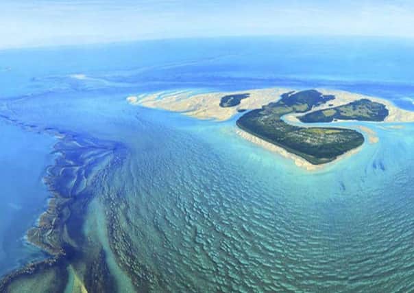 Aerial view of Montgomery Reef and islands