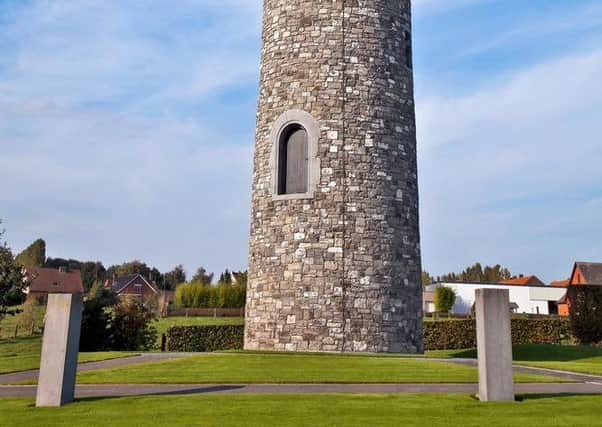 Memorial tower to the Irish military that fell during WW1 at Messines