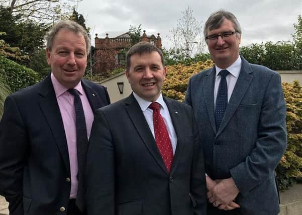 South Antrim MP Danny Kinahan, Robin Swann MLA and Fermanagh and South Tyrone MP Tom Elliott.
