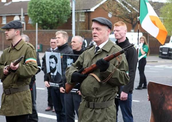 Marchers in period dress carried replica weapons. Pic by Freddie Parkinson / Press Eye.