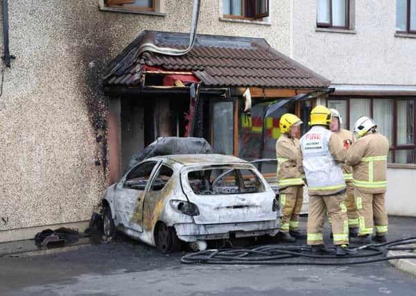 Emergency services at the scene of the latest arson attack in Larne