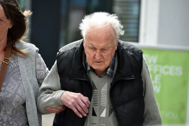 Denver Beddows, 95, who attacked his wife Olive, 88, in an attempted mercy killing, at their home in Warrington, Cheshire, after she begged him to take her life because she did not want to die in a care home or a hospital,  leaves Liverpool Crown Court where he was spared jail.