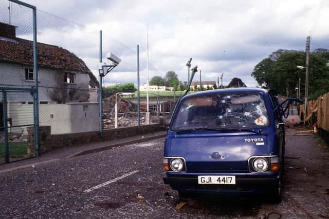 The bullet riddled Hiace van in which eight IRA men were shot dead by the SAS outside Loughgall RUC station in 1987. It is extraordinary that two cases critical of the state in those shootings are before the courts