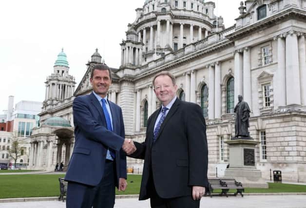Jet2 CEO Steve Heapy and Belfast International MD Graham Keddie celebrate the firms expansion plans