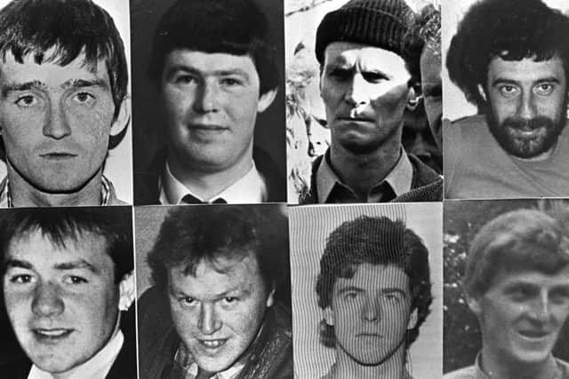 THE 8 IRA MEN WHO WERE SHOT DEAD BY THE SAS AT LOUGHGALL. FROM TOP LEFT: PATRICK McKEARNEY, TONY GORMLEY, JIM LYNAGH, PADDY KELLY. FROM BOTTOM LEFT: DECLAN ARTHURS, GERARD O'CALLAGHAN, SEAMUS DONNELLY AND EUGENE KELLY.PIC:PACEMAKER
