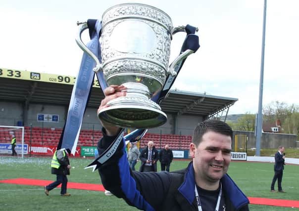 Linfield manager David Healy with the Gibson Cup. Pic by PressEye Ltd.Linfield manager David Healy with the Gibson Cup. Pic by PressEye Ltd.