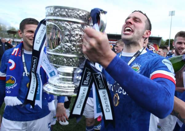 Andrew Waterworth celebrates winning the Gibson Cup.
 Picture by Brian Little/PressEye