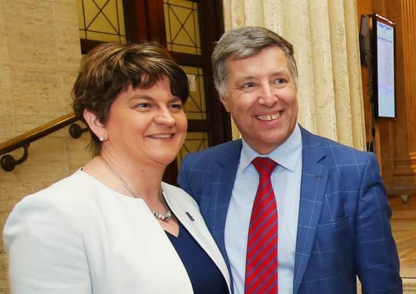 Paul Girvan pictured with Arlene Foster st Stormont earlier this year
