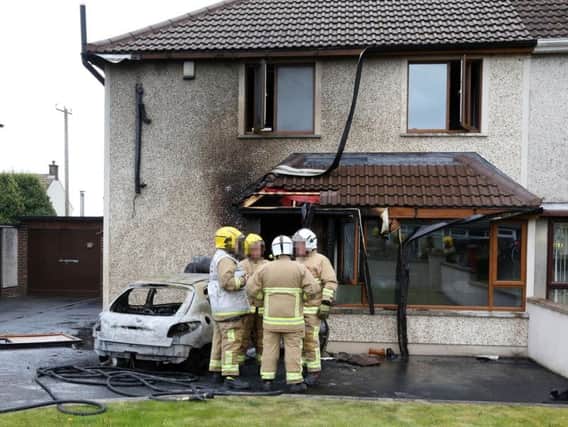 Fire crews at the scene in the Killyglen Road area of Larne