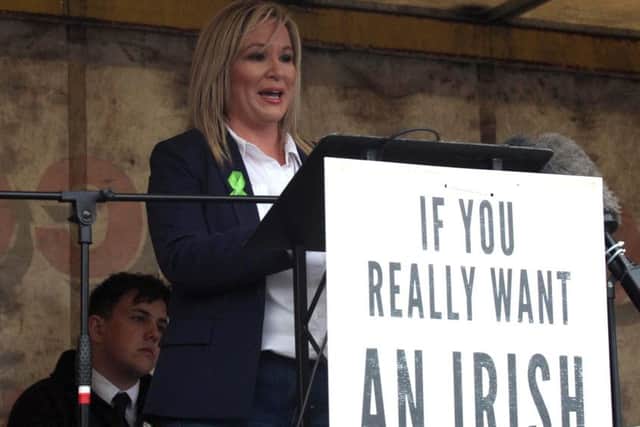 Michelle O'Neil at the IRA commeration for IRA members killed in Loughall.