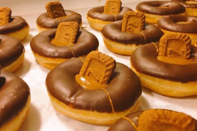 Biscoff Doughzy Donuts is a huge seller thanks to the popular biscuit in a puddle of caramel sauce surrounded by chocolate.