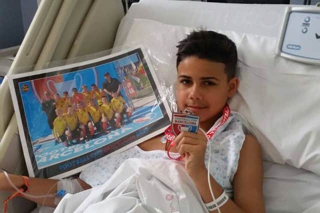 Shea Murphy who is in hospital in Spain after being seriously injured during a football tournament