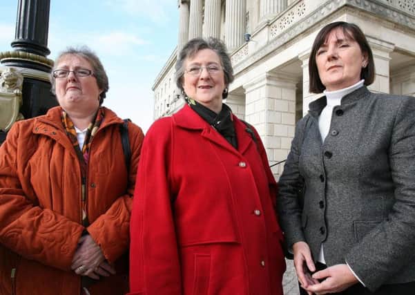 File photo dated 03/11/08 of sisters (left to right) Anne Morgan, Patsy McAteer and Molly Carr, whose brother Seamus Ruddy was abducted from Paris, murdered and secretly buried by the republican paramilitary group the INLA in 1985. Human remains have been uncovered by a team searching a French forest for Mr Ruddy, one of the "Disappeared" victims of the Northern Ireland Troubles. PRESS ASSOCIATION Photo. Issue date: Saturday May 6, 2017. See PA story ULSTER Disappeared. Photo credit should read: Paul Faith/PA Wire