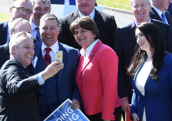 DUP leader Arlene Foster and party candidates including Ian Paisley and Emma Little Pengelly during the general election campaign launch on Monday