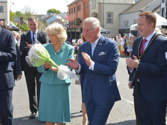 The Prince of Wales and Duchess of Cornwall in Dromore.