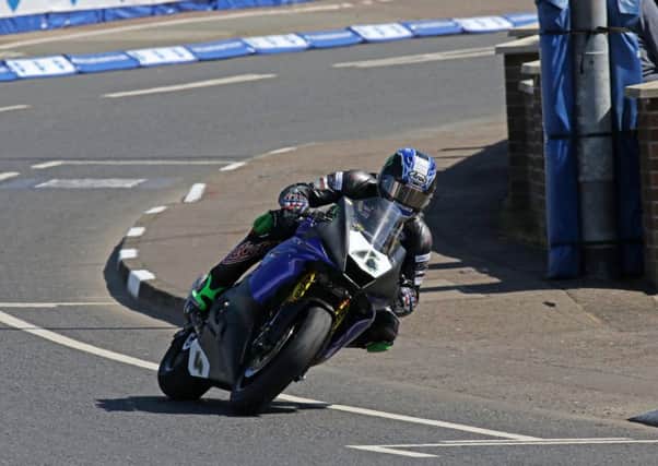 Ian Hutchinson on the McAMS Yamaha R6 at the North West 200.