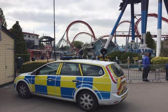 Police vehicle at Drayton Manor Theme Park in Drayton Manor on Tuesday