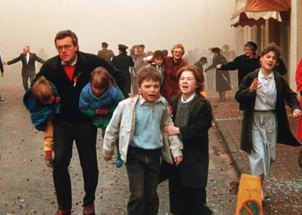 The immediate aftermath of the 1987 IRA Poppy Day bombing in Enniskillen.