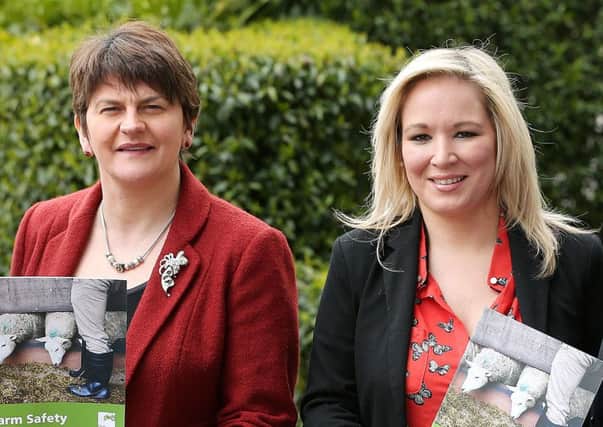 Arlene Foster (left) has been accused of  sexism after comments about Michelle ONeill