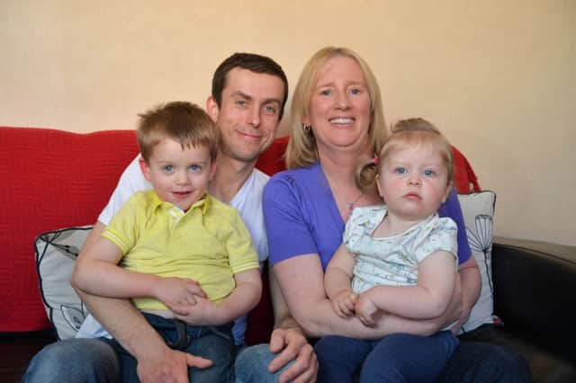 Lisa Lecky with partner Adam and children Conor and Orla