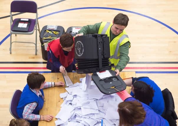 Votes in this years Assembly election being counted at Omagh Leisure Centre