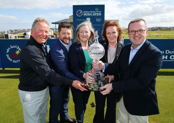 Pictured at the Dubai Duty Free Irish Open Media Day at Portstewart Golf Club are from left to right: Michael Moss, Portstewart Golf Club, Simon Alliss, European Tour, Aine Kearney, Tourism Northern Ireland, Sinead El Sibai, Dubai Duty Free and Barry Funston, The Rory Foundation
