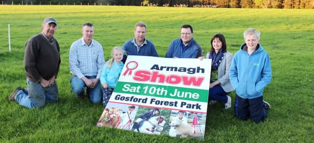 Looking forward to this year's Armagh Show, which takes place in Gosford Forest Park on Saturday, June 10th L to R Norman Morton, Armagh Show Committee member; Stephen Hamilton, Armagh Show Committee chairman, Heidi Hamilton; Alan McConnell, Armagh Show Committee member; Norman Dixon, Armagh Show Committee; Marjorie Mitchell, Armagh Show Committee treasurer and TJ Hamilton