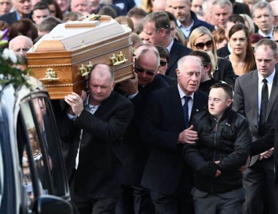 Family and Friends during the funeral of Concepta Leonard  at  St Mary's Church in Brookeborough, Co Fermanagh.Pic Colm Lenaghan/Pacemaker
