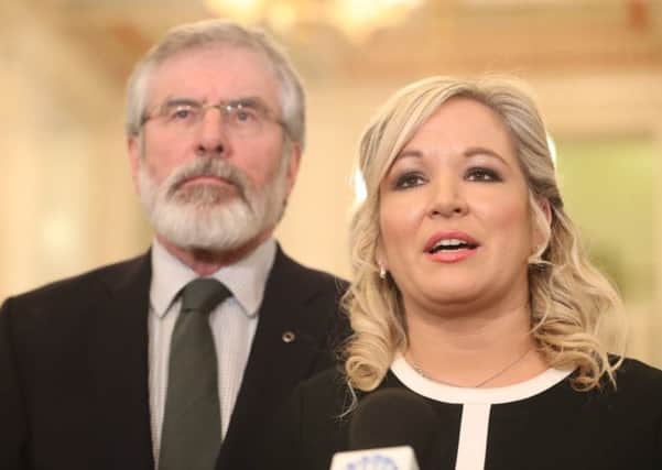 Gerry Adams and Michelle ONeill  saw Sinn Fein come back with a stunning election result in March. Picture: Niall Carson /PA Wire