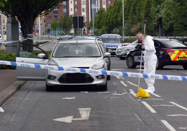 The scene of the road collision on the Albertbridge Road in east Belfast. Picture by Press Eye.