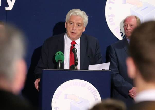 Alasdair McDonnell makes his acceptance speech after being elected MP for South Belfast in 2015