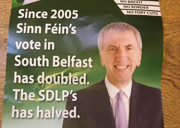 The leaflet is being circulated in South Belfast
