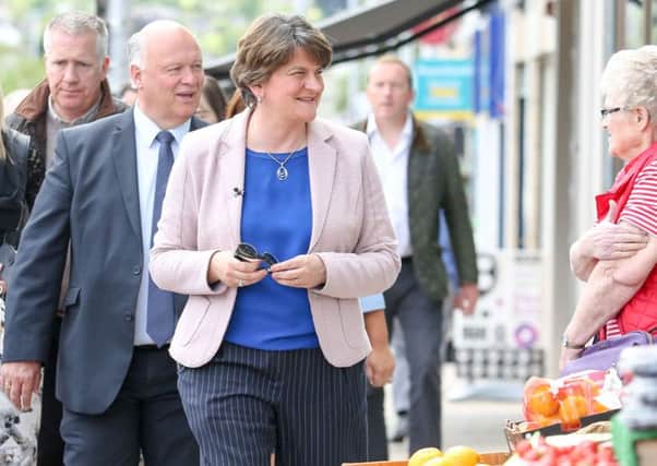 Arlene Foster campaigning in Banbridge last week for next months general election