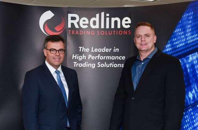 Invest NI CEO Alastair Hamilton with Redline founding CEO Mark Skalabrin