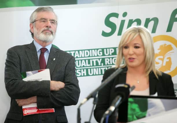 Gerry Adams and Michelle O'Neill at Sinn Fein's manifesto launch