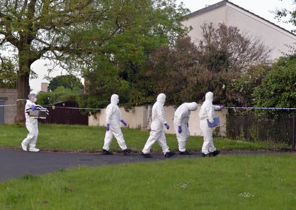 The scene at Upper Ramone Park in Portadown where an elderly couple were murdered on Friday afternoon.