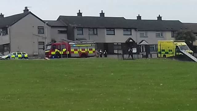 Emergency services at Antiville estate iin Larne on Saturday afternoon.