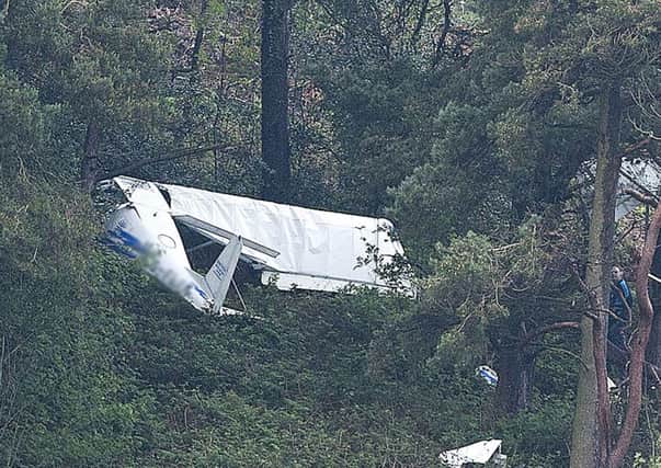 The scene of Monday's light plane crash at the Dolly's Brae area of Castlewellan Forest Park in Co Down. PressEye